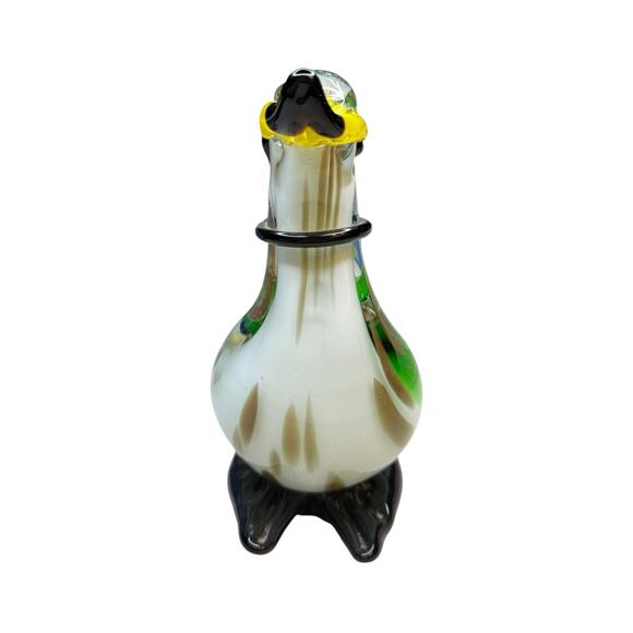 Hand-Blown Art Glass Duck Figurine – Multicolor Murano Style Sculpture – 7” - Picture 2 of 8